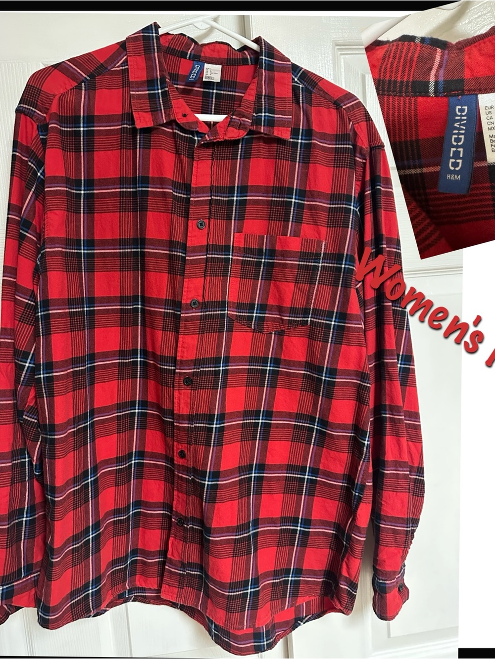 Women's Plaid Button-Down Shirt large